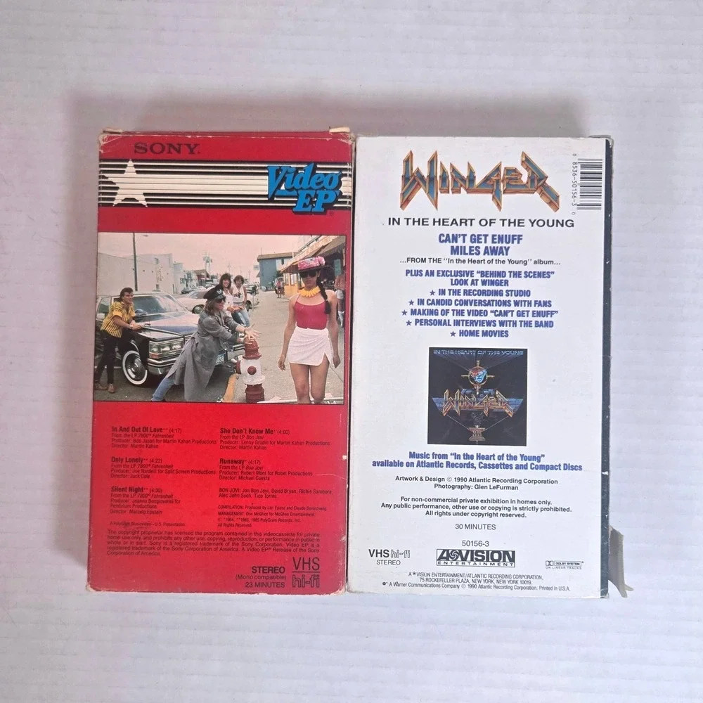 Bon Jovi Video LP Breakout Winger In The Heart Of The Young 80s Rock Music VHS